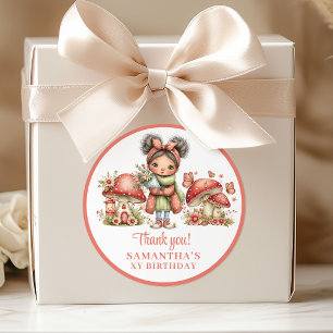 Adesivo Redondo Fada Floral Aniversário Obrigado Bela Tonalidade R