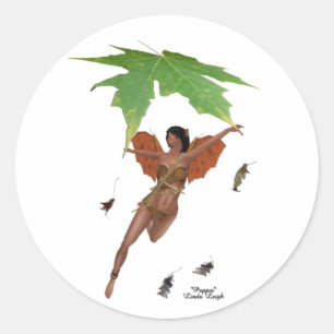 Adesivo Redondo Fada Gelada Com Pentes De Asas Marrons