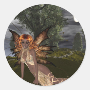 Adesivo Redondo Fada Noturna Design 1 - Fantasy Fae Stickers