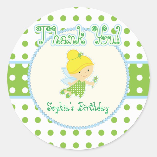 Adesivo Redondo Fada, Obrigado, Stickers (Frente)