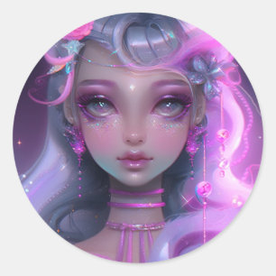 Adesivo Redondo Fada Pink de Pastel Suave