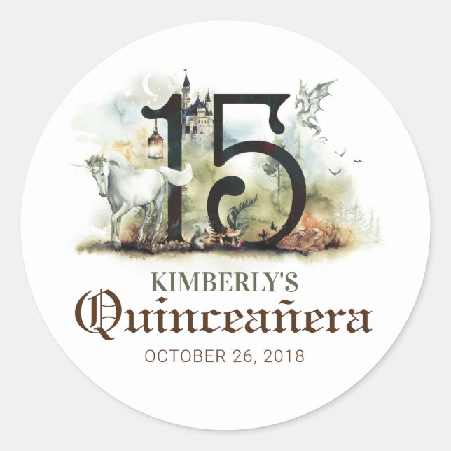 Adesivo Redondo Fada - Princesa Quinceanera (Frente)