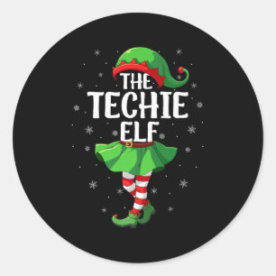 Adesivo Redondo Fada Tech Christmas Girls Mulheres Tropa do Elfo N