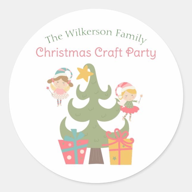 Adesivo Redondo Fadas de Natal bonitas (Frente)