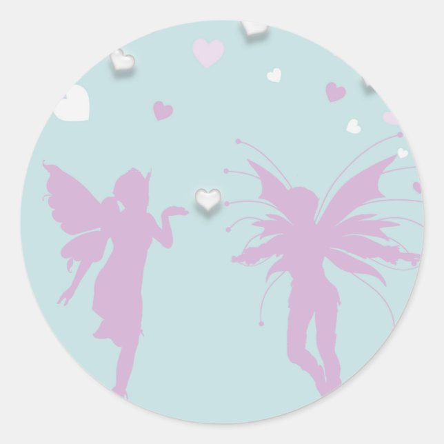 Adesivo Redondo Fadas e Corações (Frente)