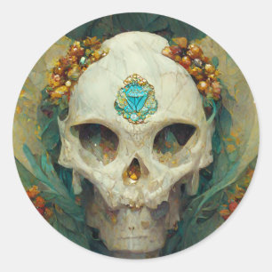 Adesivo Redondo Fae Skull Fantasy
