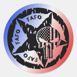 Adesivo Redondo FAFO Americano Punisher Skull & Star