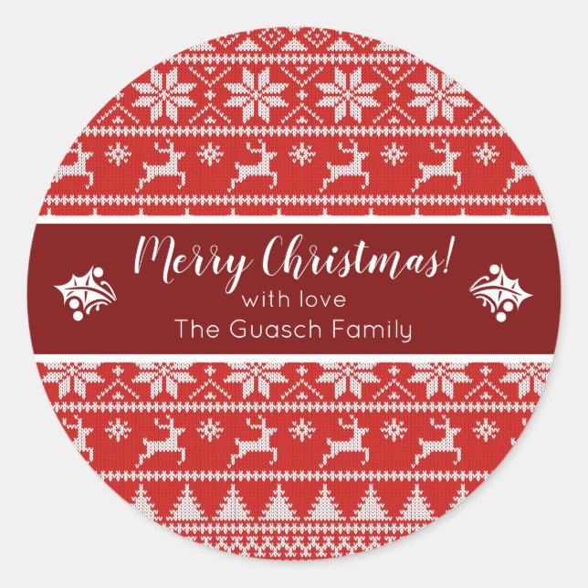 Adesivo Redondo Fair Isle Christmas (Frente)