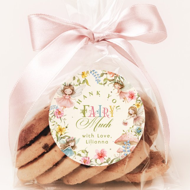 Adesivo Redondo Fairy First Birthday Colorful Bright Thank you (Criador carregado)