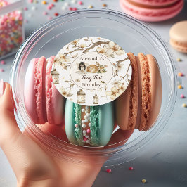 Adesivo Redondo Fairy First Birthday Woodland Floral