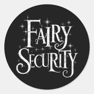 Adesivo Redondo Fairy Security Dia de as Bruxas engraçado Costume