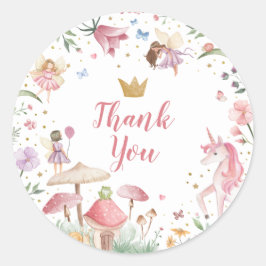 Adesivo Redondo Fairy Unicorn Stickers