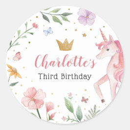 Adesivo Redondo Fairy Unicorn Stickers