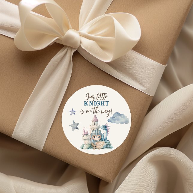 Adesivo Redondo Fairytale Dreamy Dragon Blue Knight Chá de fraldas (Criador carregado)