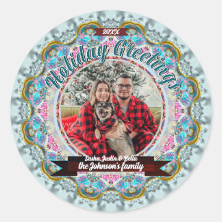Adesivo Redondo Fairytale Holiday Greetings Custom Photo