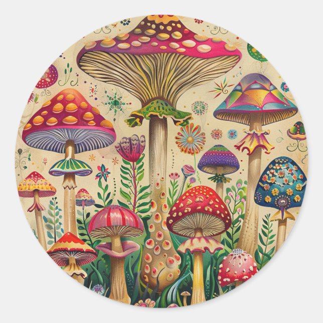 Adesivo Redondo Fairytale Mushroom (Frente)