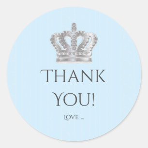 Adesivo Redondo Fairytale Vintage Crown Blue Prince Party Sticker