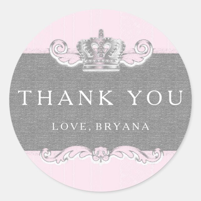 Adesivo Redondo Fairytale Vintage Pink Party Sticker (Frente)