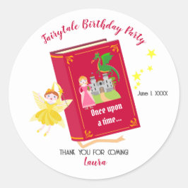 Adesivo Redondo Fairytales Stories Girl Festa de aniversário