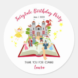 Adesivo Redondo Fairytales Stories Girl Festa de aniversário