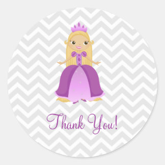 Adesivo Redondo Fairytalle Purple Princess Obrigado Stickers