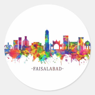 Adesivo Redondo Faisalabad Pakistan Skyline