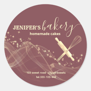 Adesivo Redondo Faísca de ouro de férias padaria