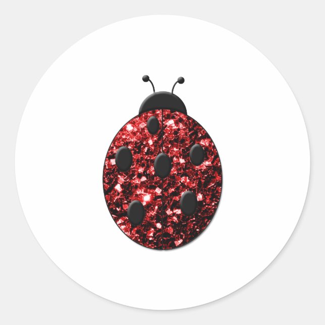 Adesivo Redondo Faíscas cintilantes de ladybug vermelho escuro (Frente)