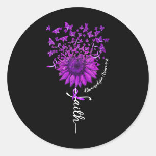 Adesivo Redondo Faith Butterfly Fibromialgia Sunflower Consciência