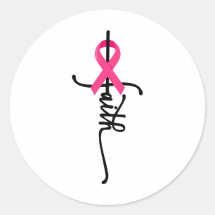 Adesivo Redondo Faith Cross Warrior Survivor Friso Rosa
