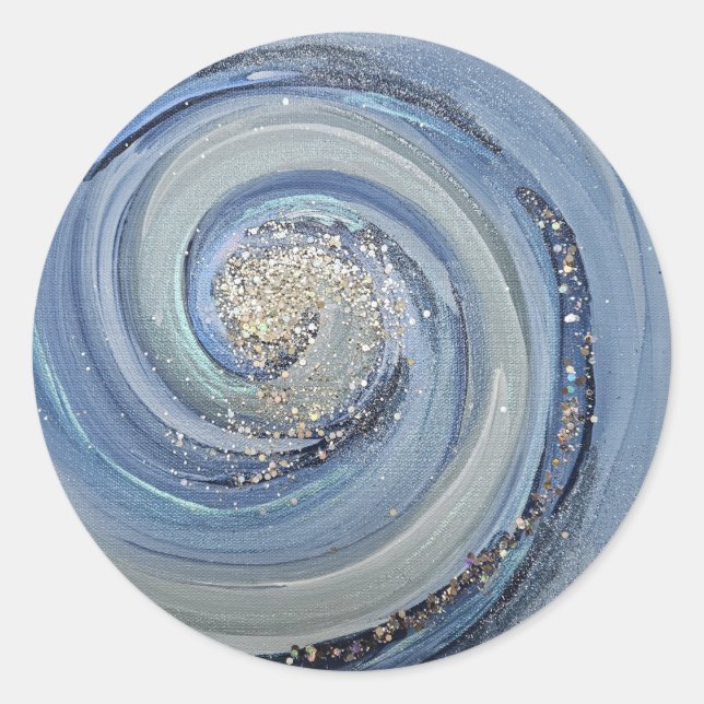Adesivo Redondo Faith Culto Art Blue Swirl Sticker (Frente)
