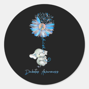 Adesivo Redondo Faith Cute Elephants Sunflower Diabetes Sensibiliz