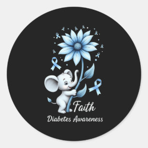 Adesivo Redondo Faith Cute Elephants Sunflower Diabetes Sensibiliz