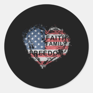 Adesivo Redondo Faith Family Farming Freedom American Flag 4º
