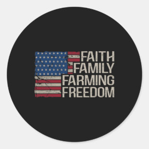 Adesivo Redondo Faith Family Farming Freedom American Flag 4º