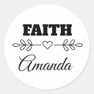 Adesivo Redondo Faith Heart Christian Personalizado