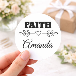 Adesivo Redondo Faith Heart Christian Personalizado
