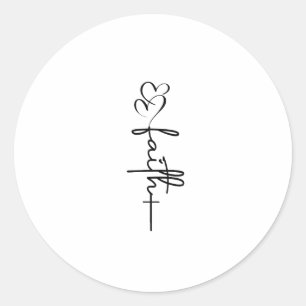 Adesivo Redondo Faith Hearts & Cross Christian Faith Design