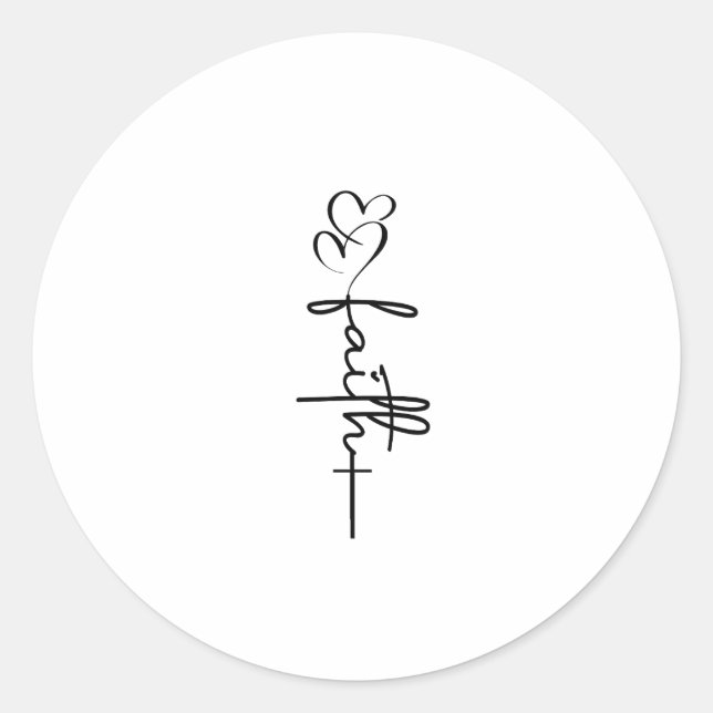 Adesivo Redondo Faith Hearts & Cross Christian Faith Design (Frente)