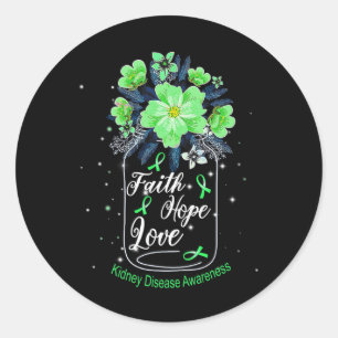 Adesivo Redondo Faith Hope ama Consciência da Doença Renal