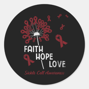 Adesivo Redondo Faith Hope ama Consciência das Células Falsiformes