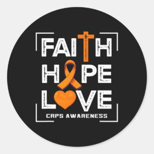 Adesivo Redondo Faith Hope ama Consciência do Crps