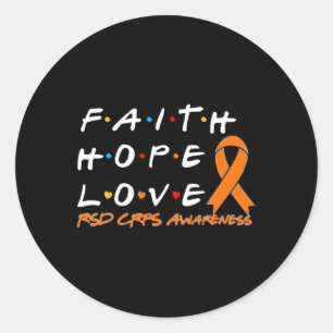 Adesivo Redondo Faith Hope ama Consciência Do Rsd Crps