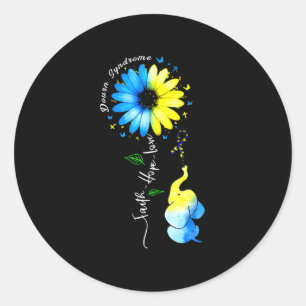 Adesivo Redondo Faith Hope ama Conscientização da Síndrome de Down