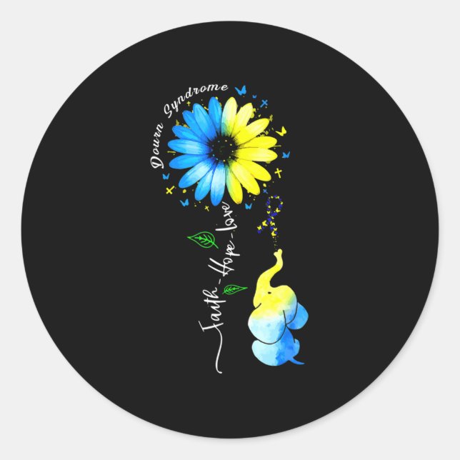 Adesivo Redondo Faith Hope ama Conscientização da Síndrome de Down (Frente)