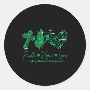 Adesivo Redondo Faith Hope ama Doença Renal Verde da Fita Awaren