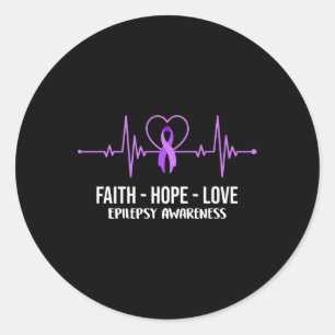 Adesivo Redondo Faith Hope ama Epilepsia Sensibilização Costume Gu