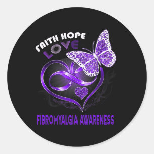 Adesivo Redondo Faith Hope ama Fibromialgia Sensibilização Botão d