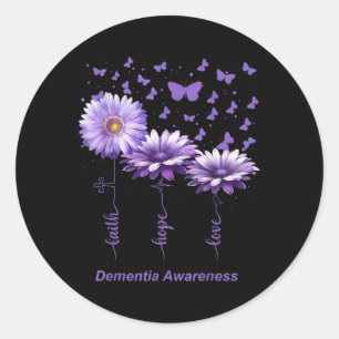 Adesivo Redondo Faith Hope ama Flor Roxo Dementia Awar