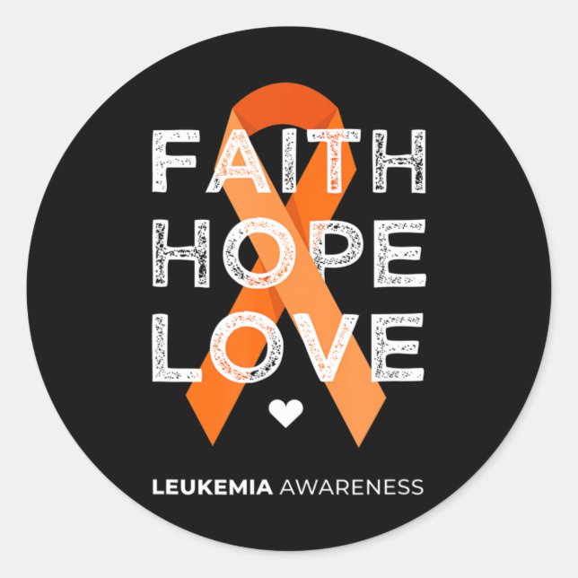 Adesivo Redondo Faith Hope ama Laranja Fita Leucemia Aw (Frente)